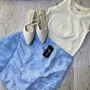 😍Coquette Baby Blue Skirt with Pearl detail😍